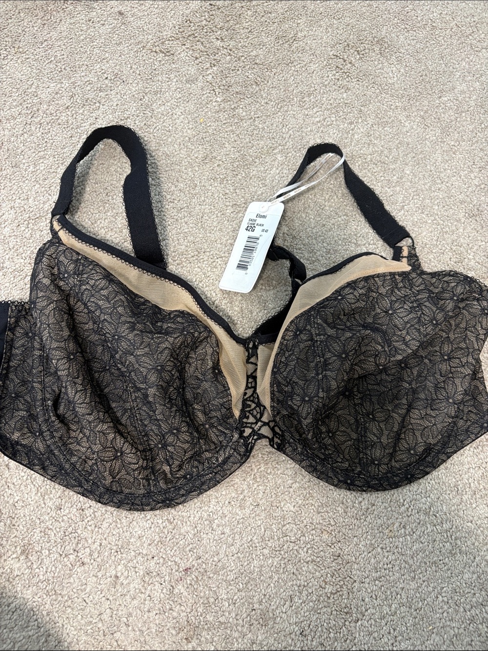 Elomi Black Lace Bra with Nude Lining